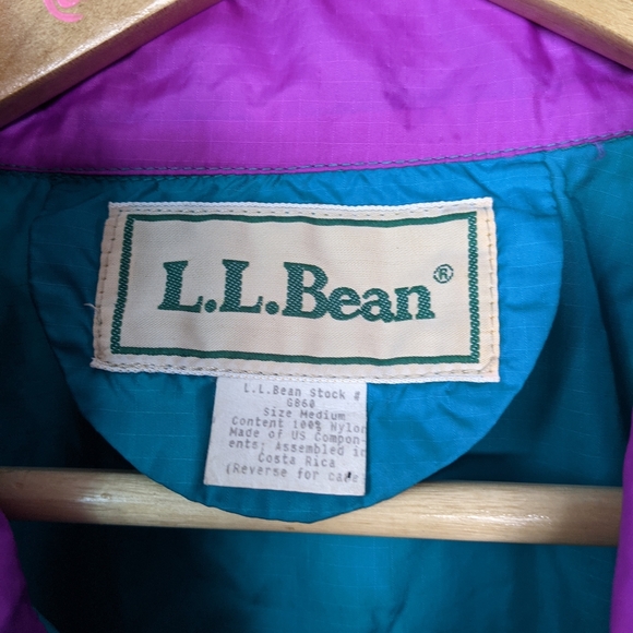 Vintage LL Bean windbreaker size medium colour block purple and teal - Picture 8 of 8
